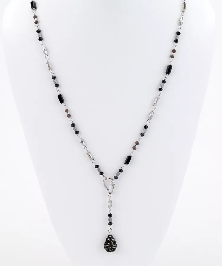 Long Beaded Lariat Necklace
