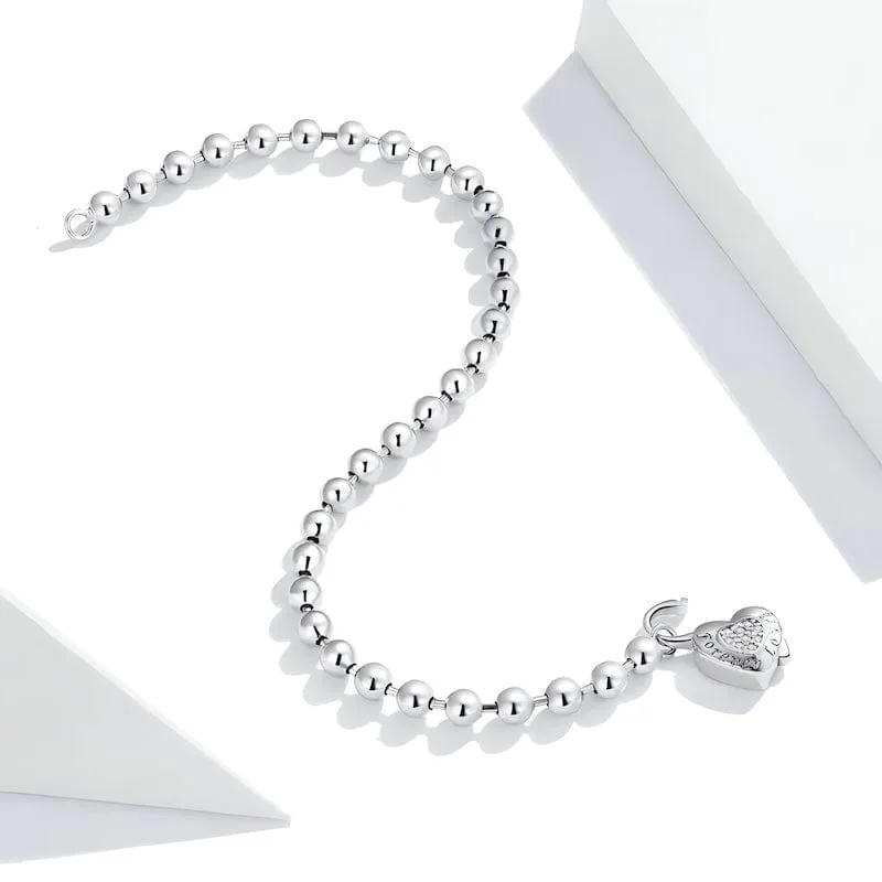 Love Heart Bead Chain Bracelet