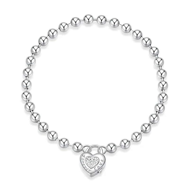 Love Heart Bead Chain Bracelet