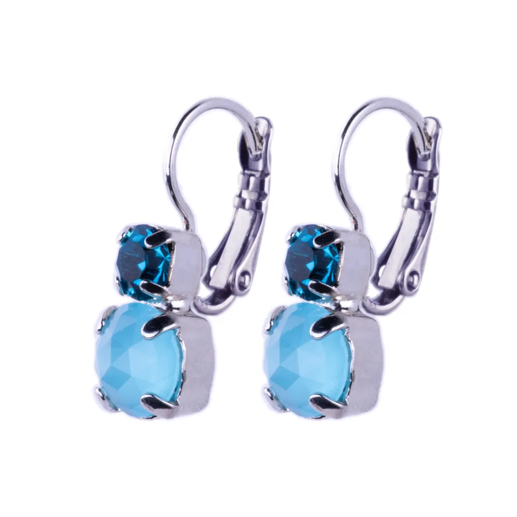 Medium Double Stone Leverback Earrings- "Blue Quartz" *Custom*