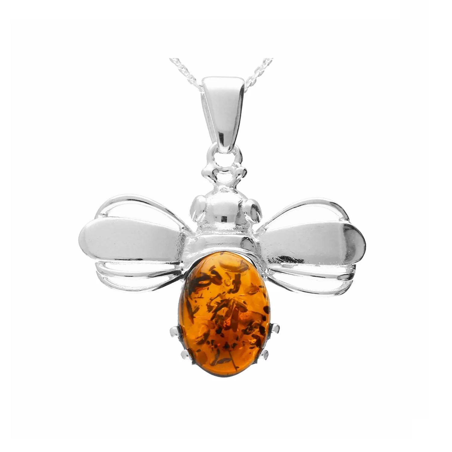 MILENA Pendant Necklace Silver and Baltic Amber Bumble Bee