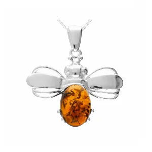 MILENA Pendant Necklace Silver and Baltic Amber Bumble Bee