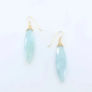 Milky Aquamarine Marquis Gemstone Earrings