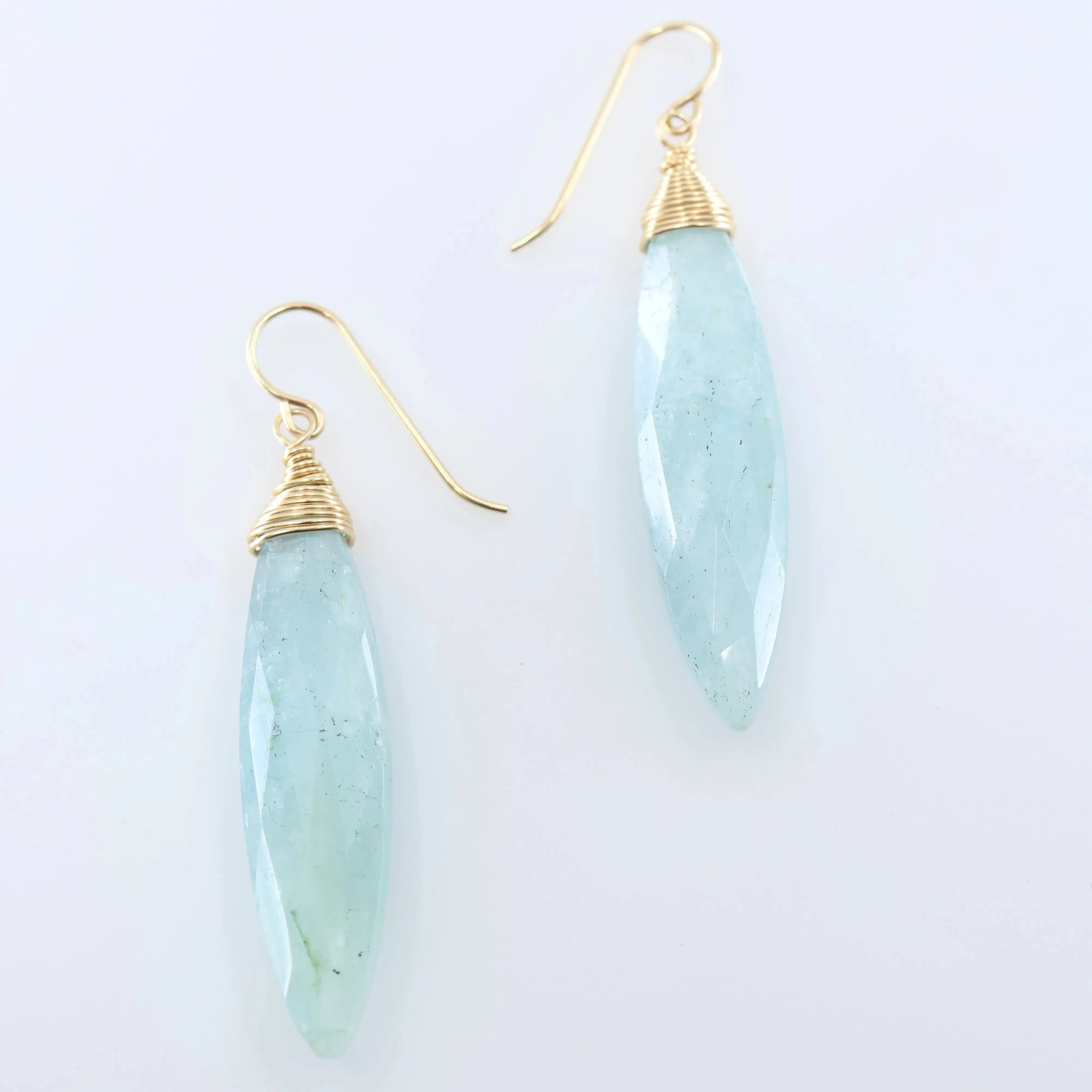 Milky Aquamarine Marquis Gemstone Earrings