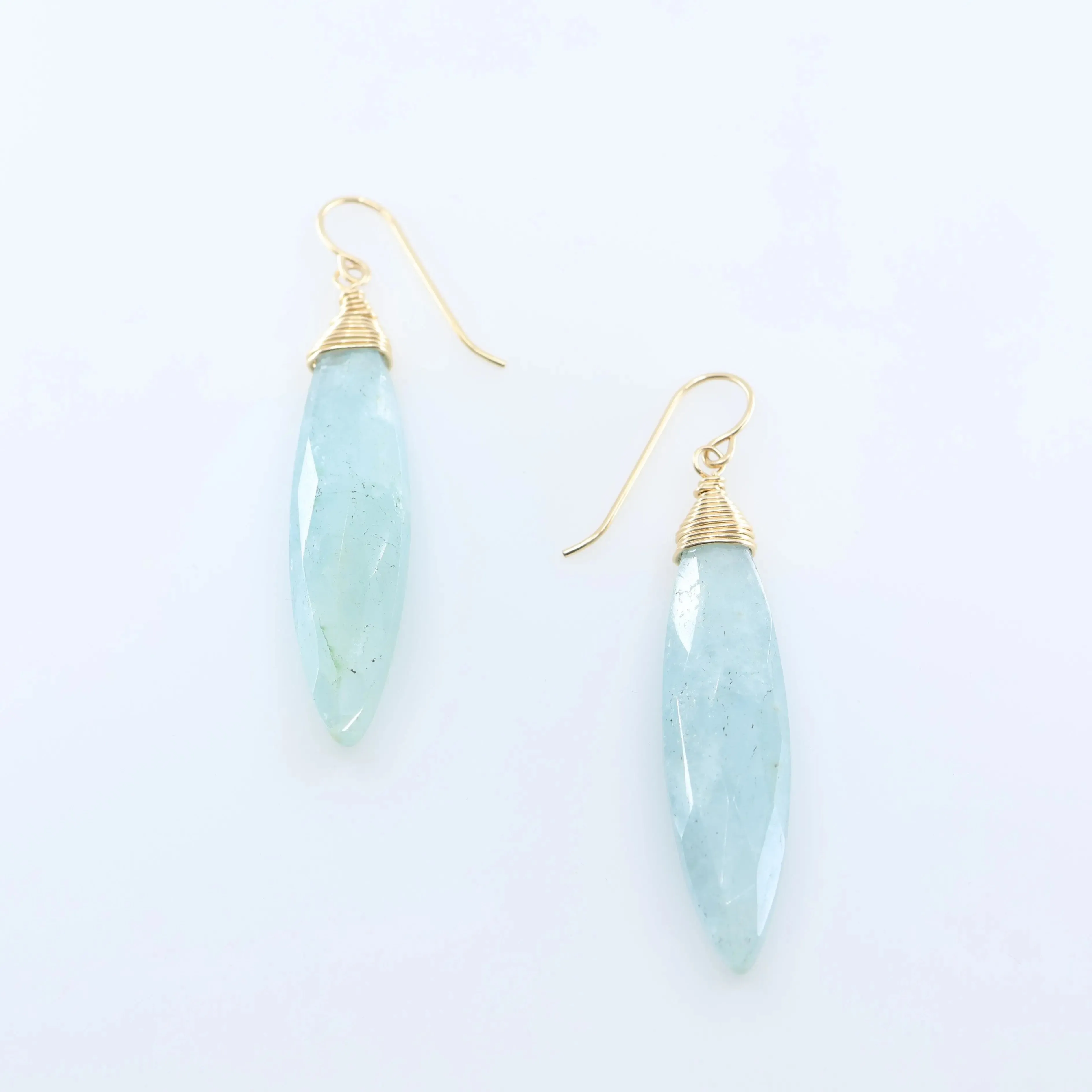 Milky Aquamarine Marquis Gemstone Earrings