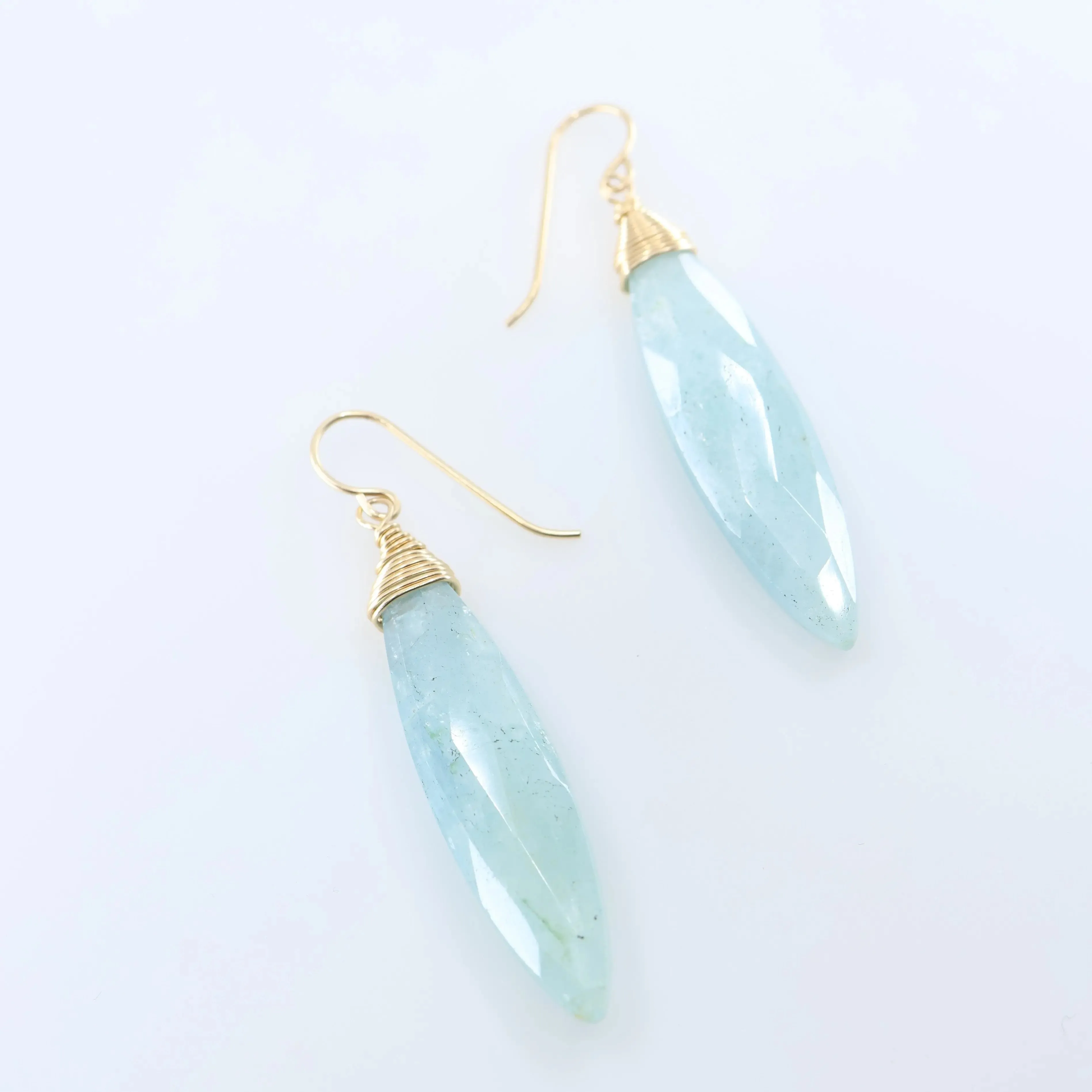 Milky Aquamarine Marquis Gemstone Earrings