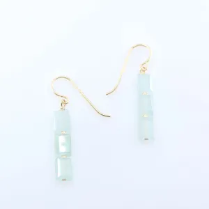 Milky Aquamarine Rectangle Stack Earrings