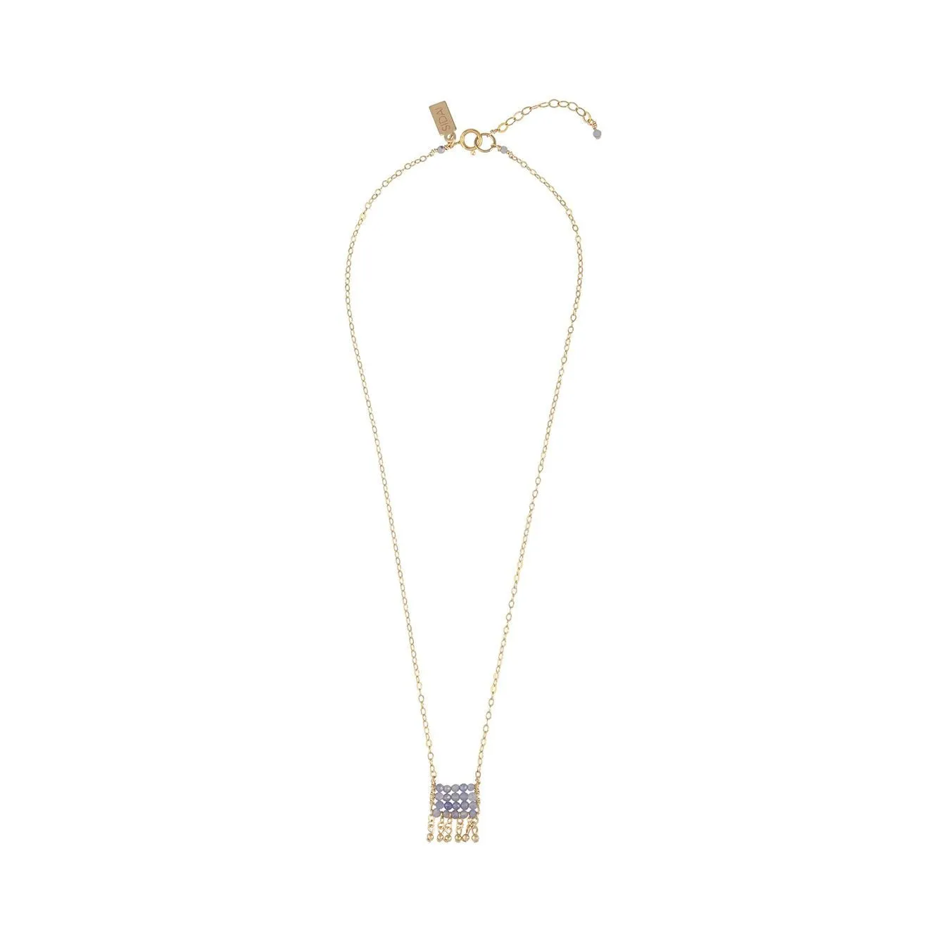 Mini Tanzanite Olakira Necklace With Chain Tassels - LAVENDER TANZANITE