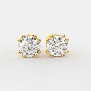 Mira 1 carat each Solitaire Silver Studs | 22KT Gold Vermeil