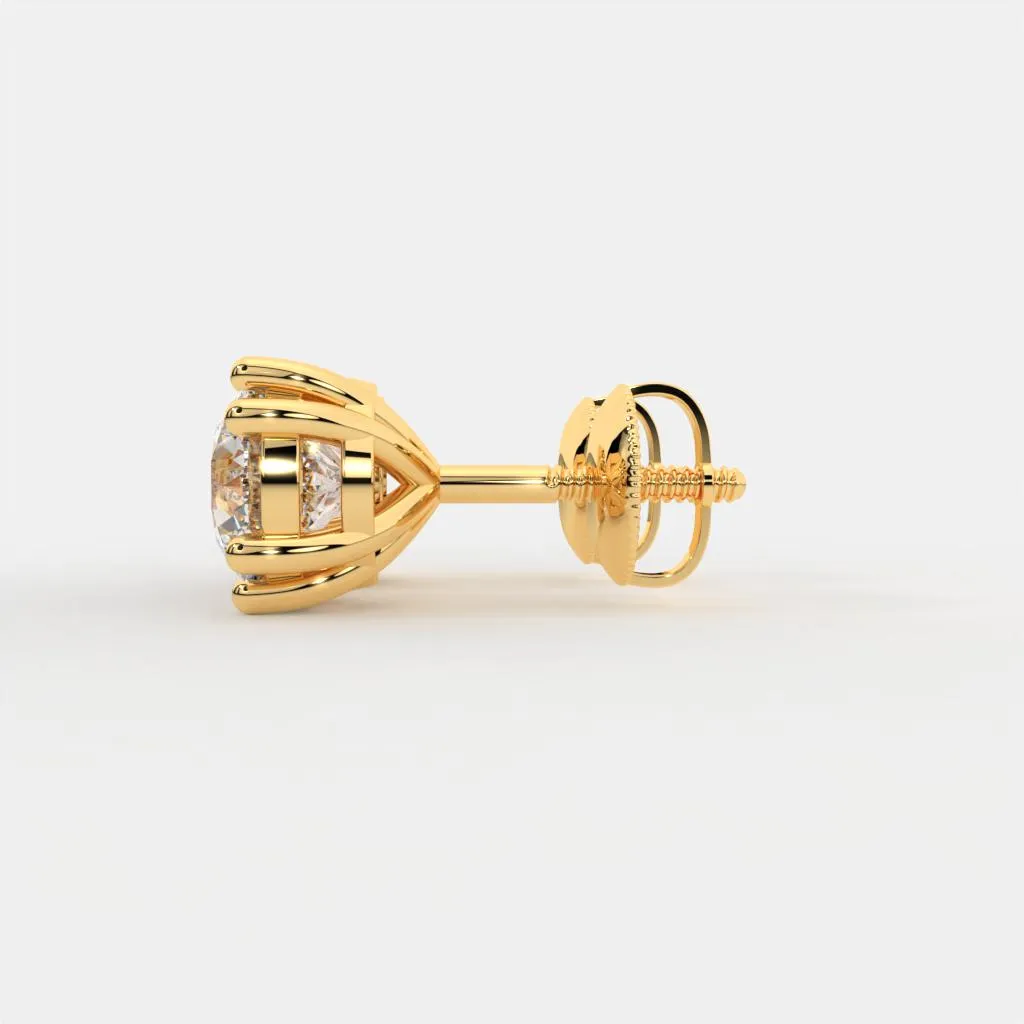 Mira 1 carat each Solitaire Silver Studs | 22KT Gold Vermeil