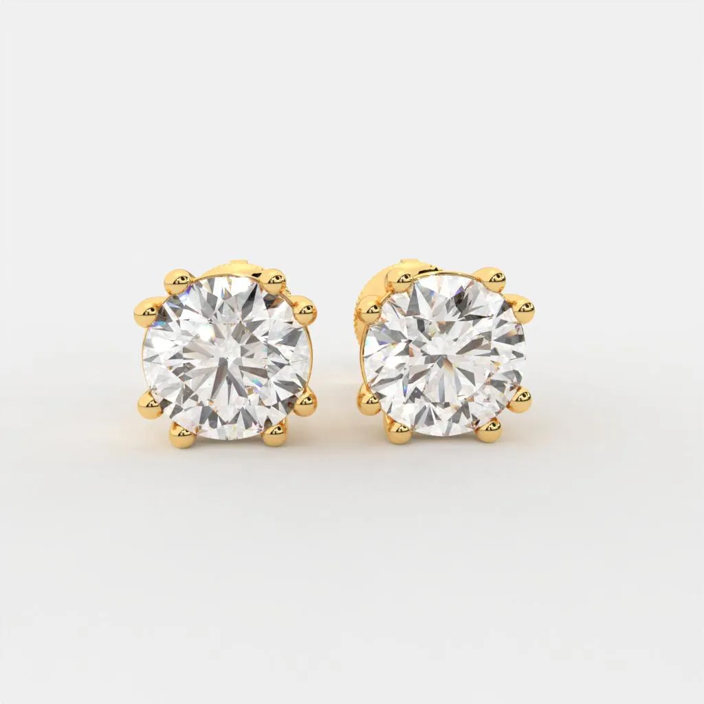 Mira 1 carat each Solitaire Silver Studs | 22KT Gold Vermeil