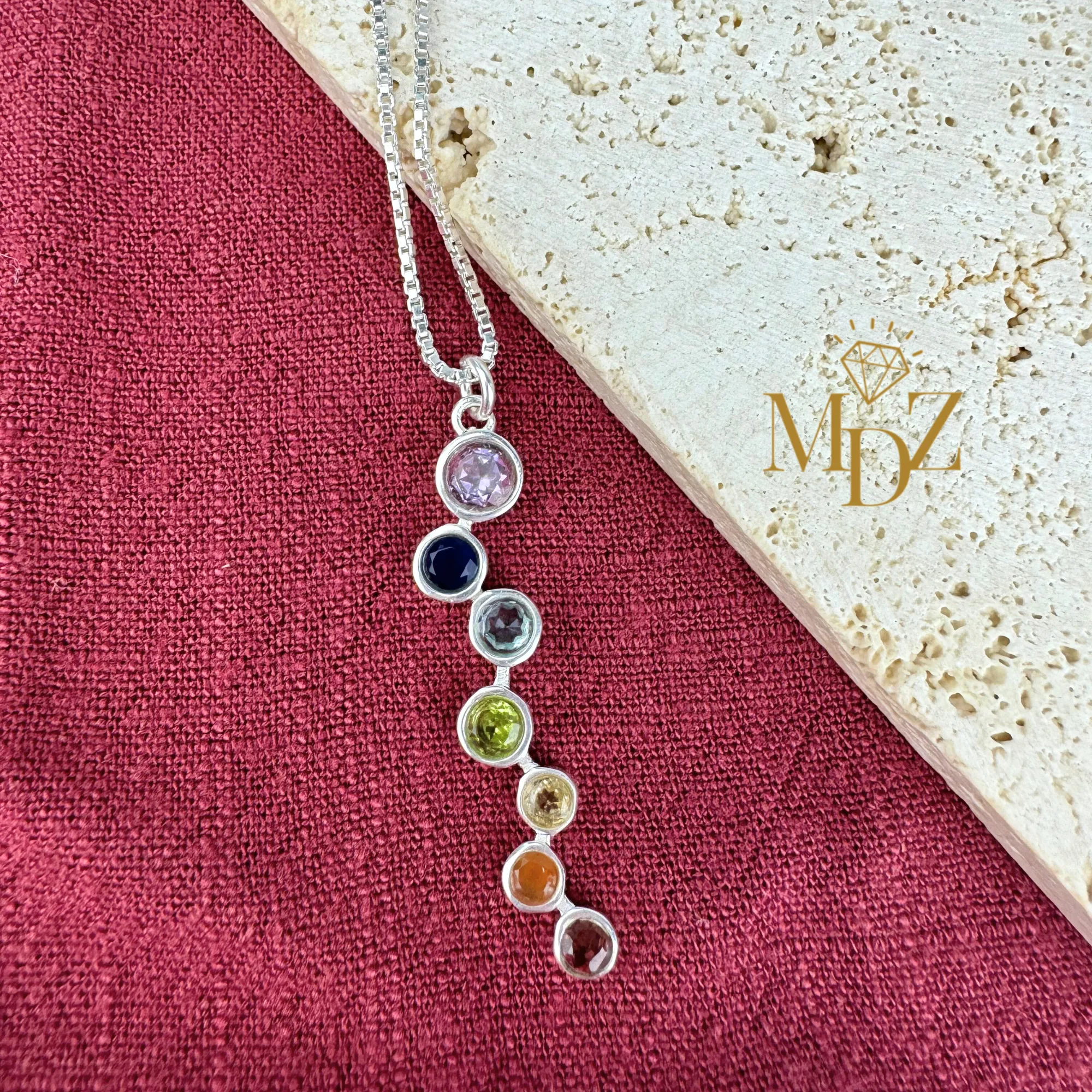 Modern Chakra Stone Necklace - Sterling Silver