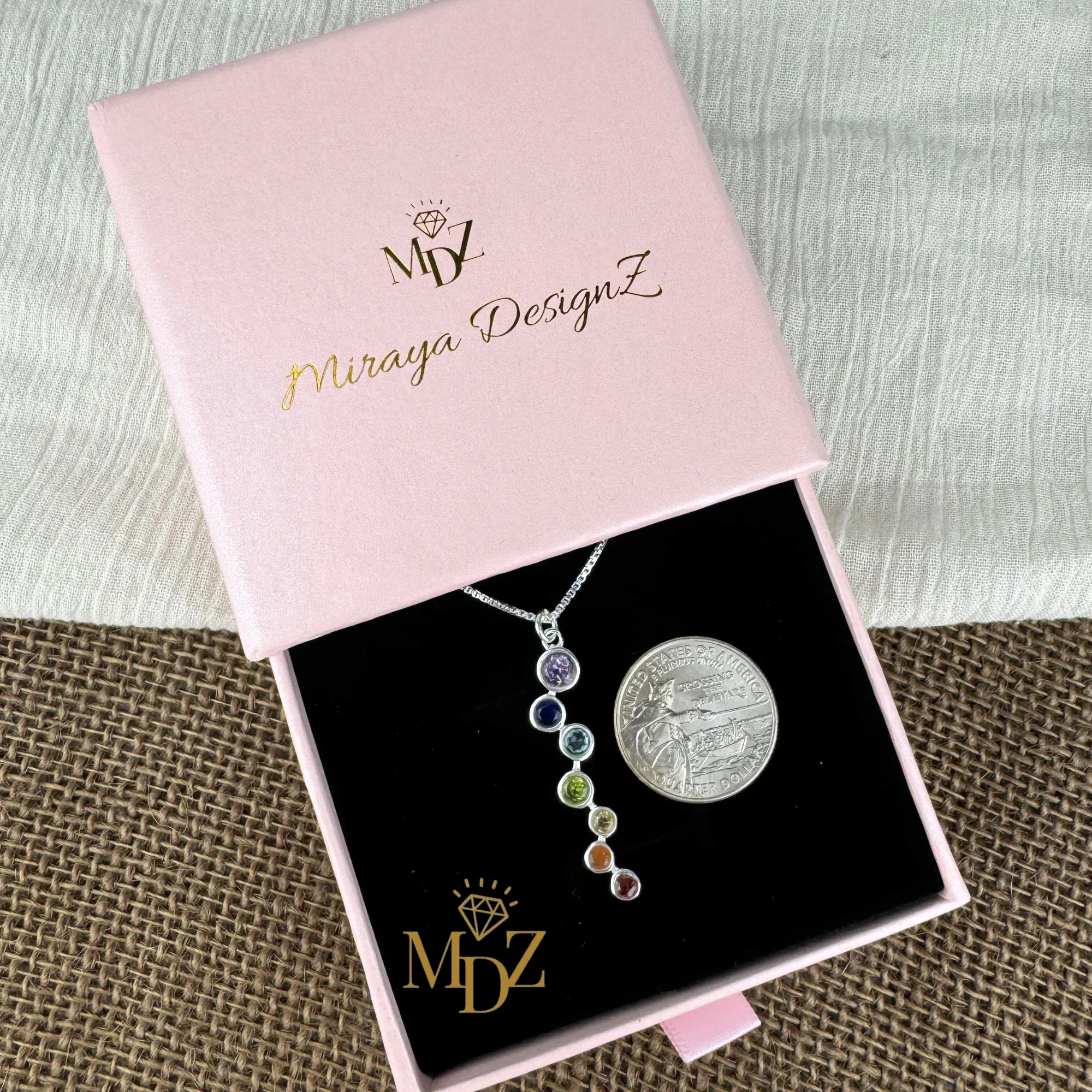 Modern Chakra Stone Necklace - Sterling Silver