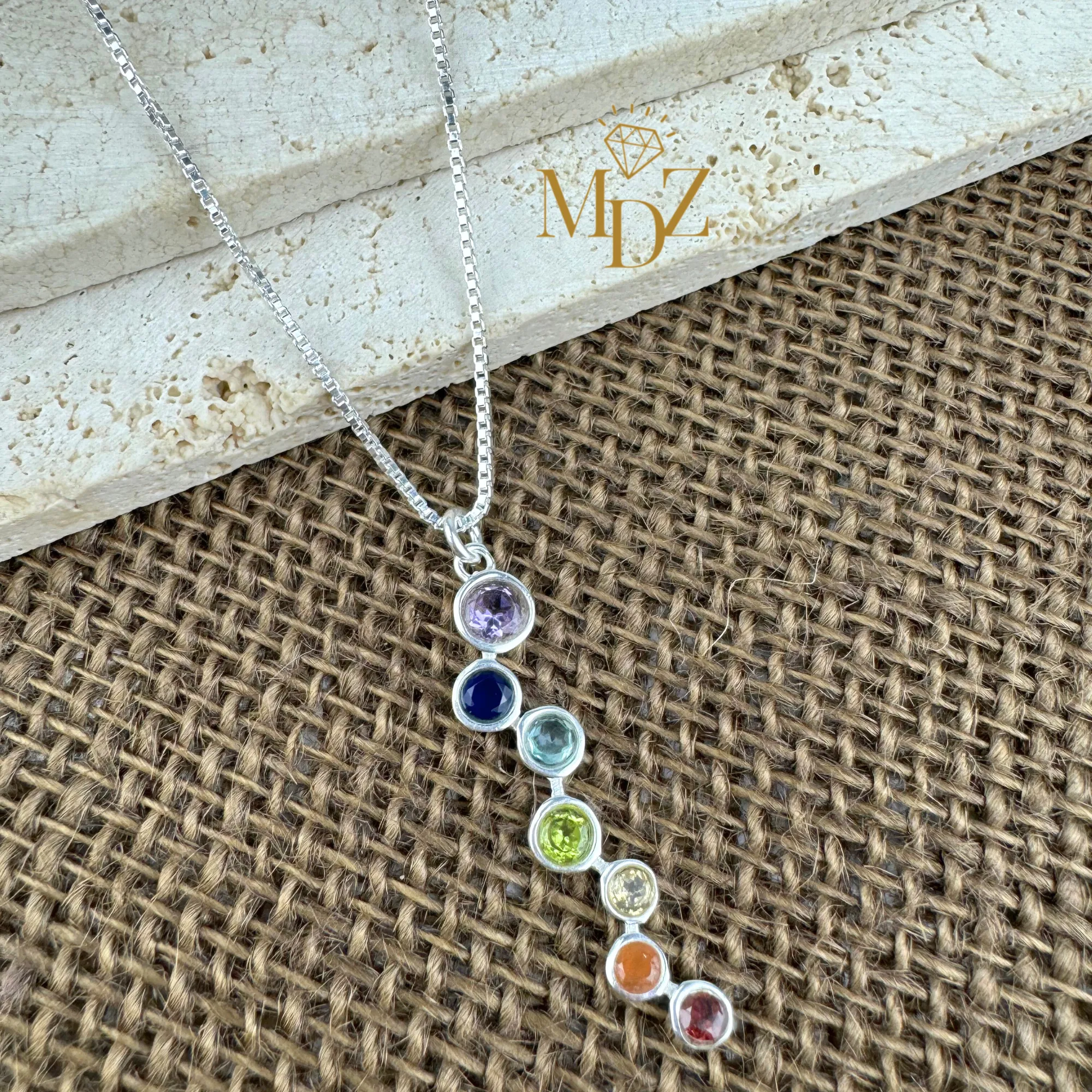 Modern Chakra Stone Necklace - Sterling Silver