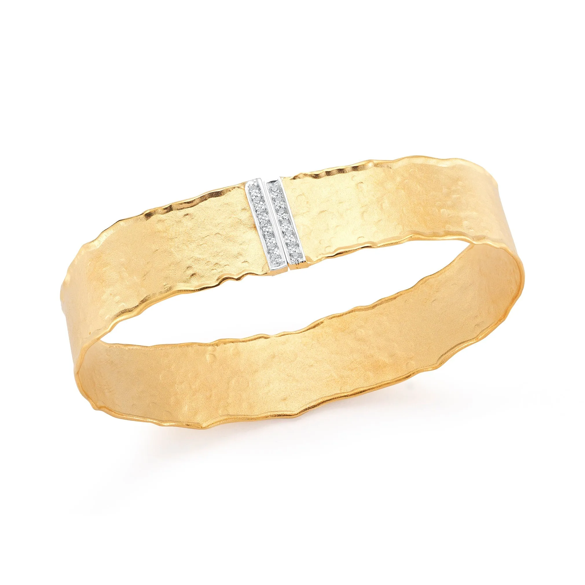 Narrow Hammered Cuff with .20 Carat Pave Diamonds