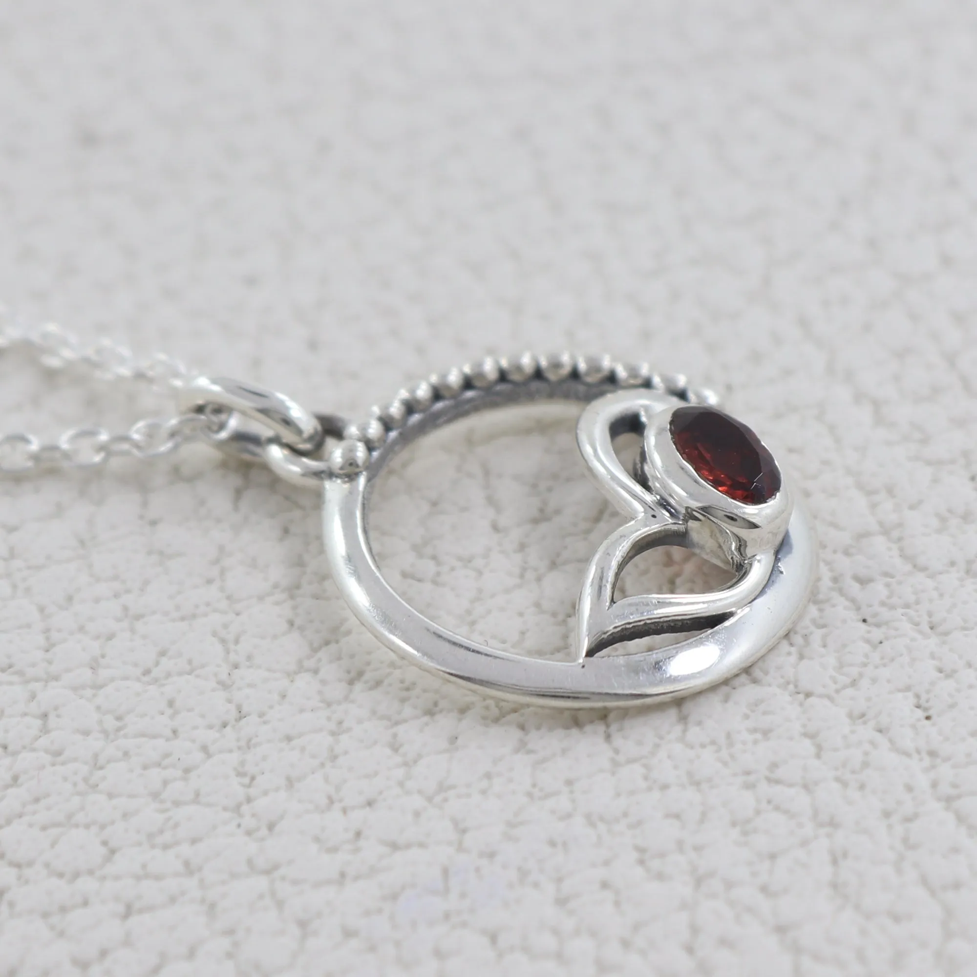 Natural Garnet Silver necklace