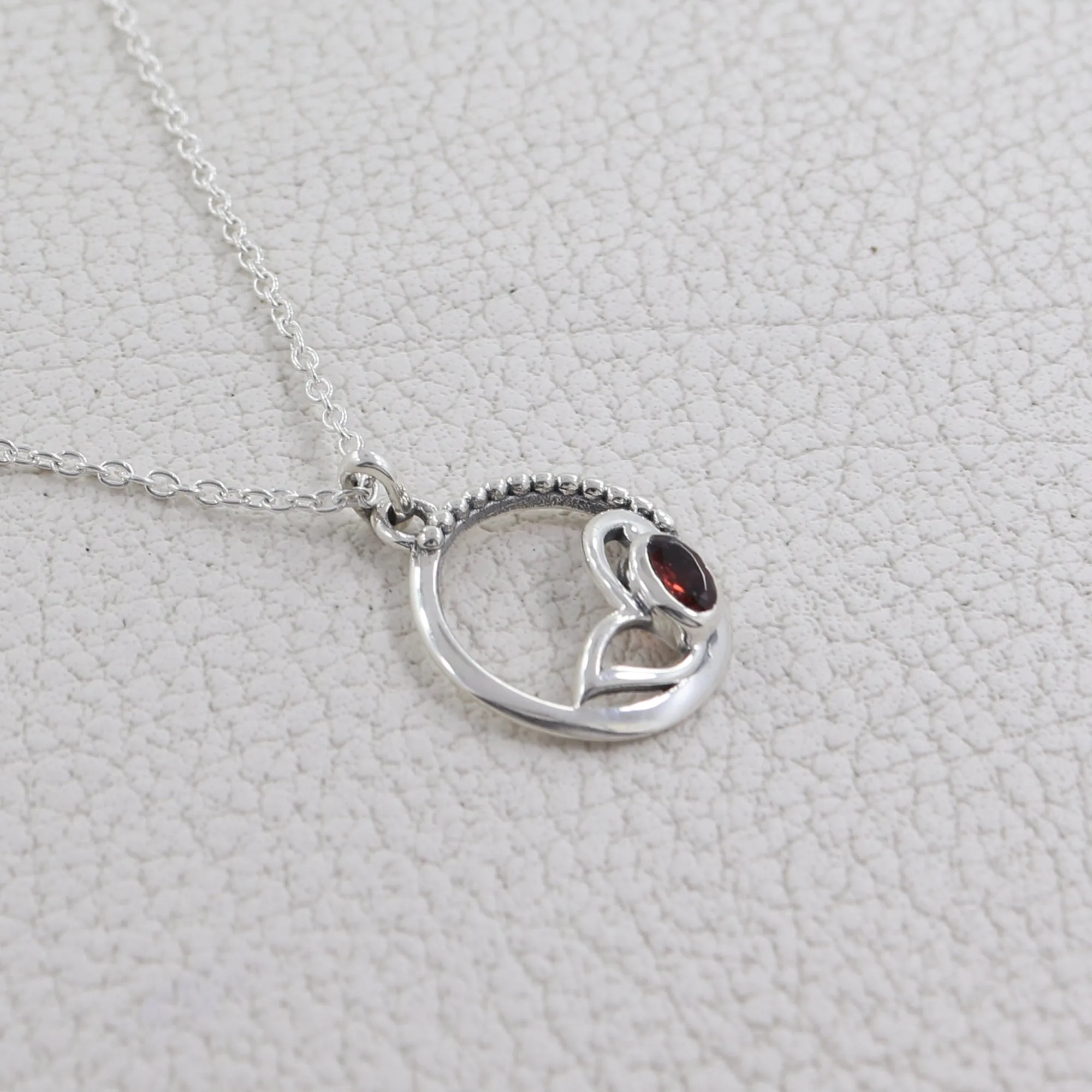 Natural Garnet Silver necklace
