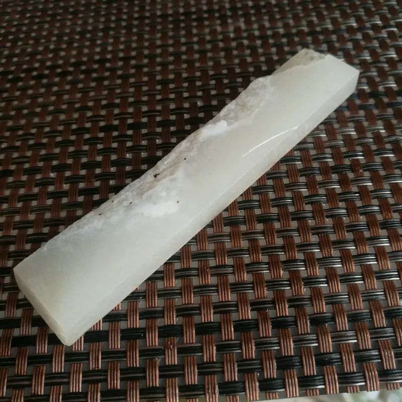 Natural Kunlun Jade Rough Nephrite Raw (44g, 10X2x0.8cm)