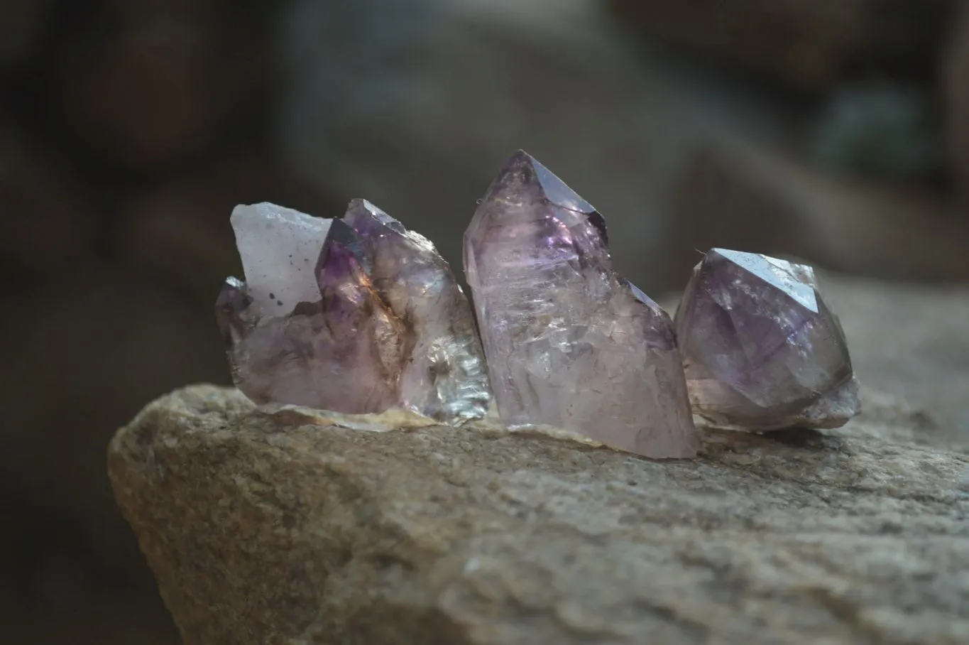 Natural Smokey Window Amethyst Crystals x 20 From Chiredzi, Zimbabwe