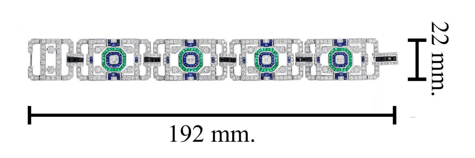 New Aristocrat Collection Inspired By Cartiers Charles Jacqueau Diamond Emerald Sapphire Onyx White Gold Bracelet 15090