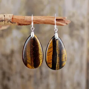 'Ngurrbul' Tiger Eye Drop Earrings