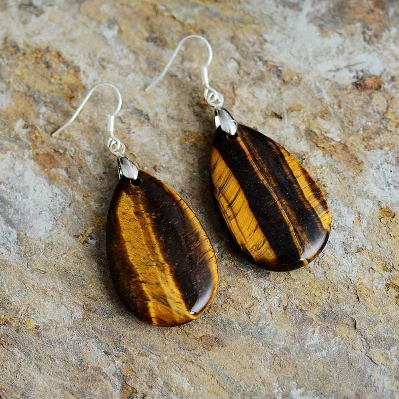 'Ngurrbul' Tiger Eye Drop Earrings