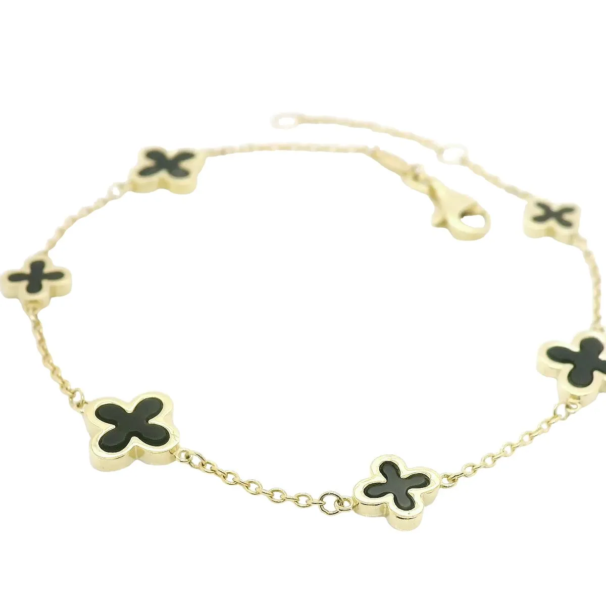 Onyx Clover Bracelet