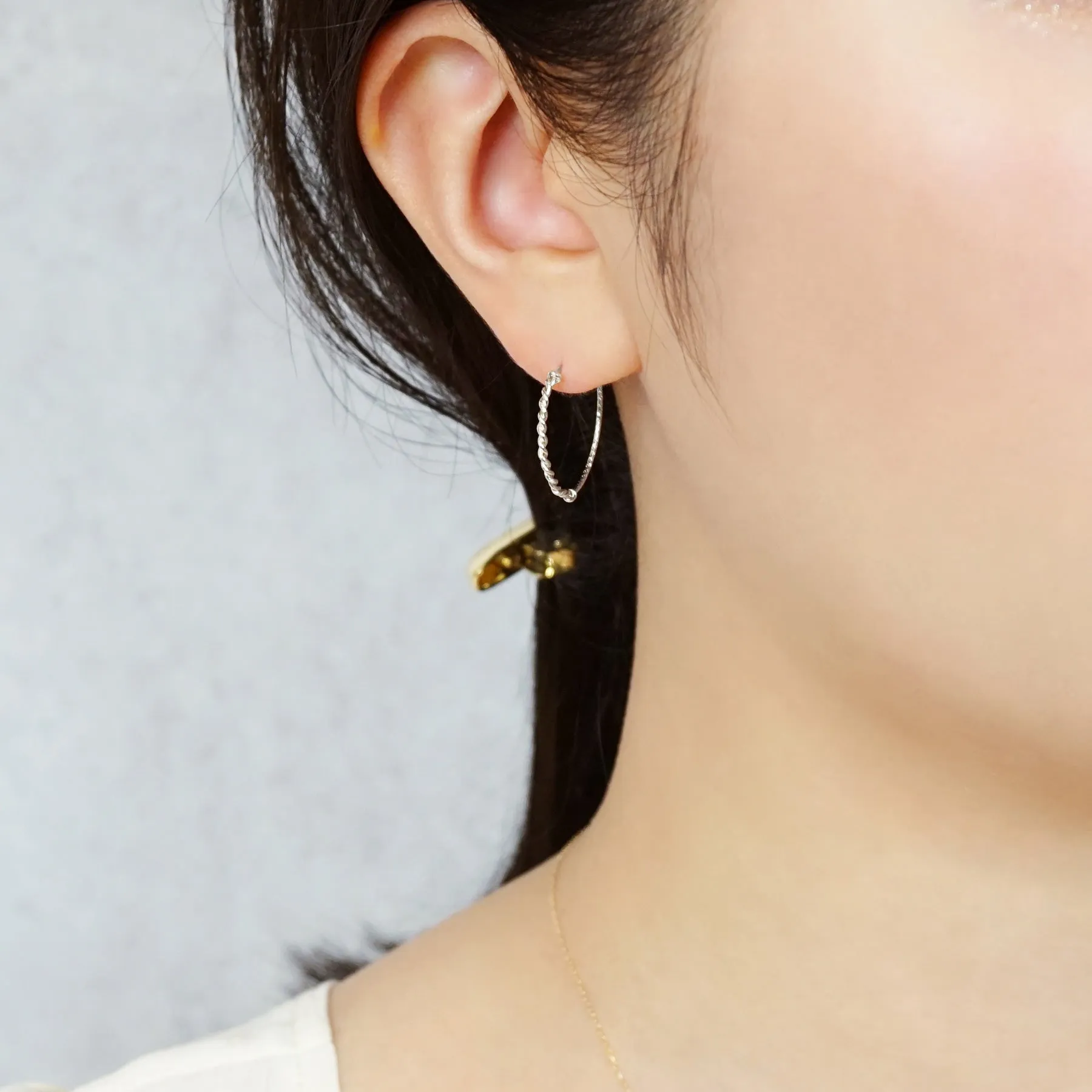 [Palette] Gold Filled / Silver Apatite x White Quartz Charm Set Earrings [Berry] (Platinum Plated)