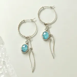 [Palette] Gold Filled / Silver Apatite x White Quartz Charm Set Earrings [Berry] (Platinum Plated)