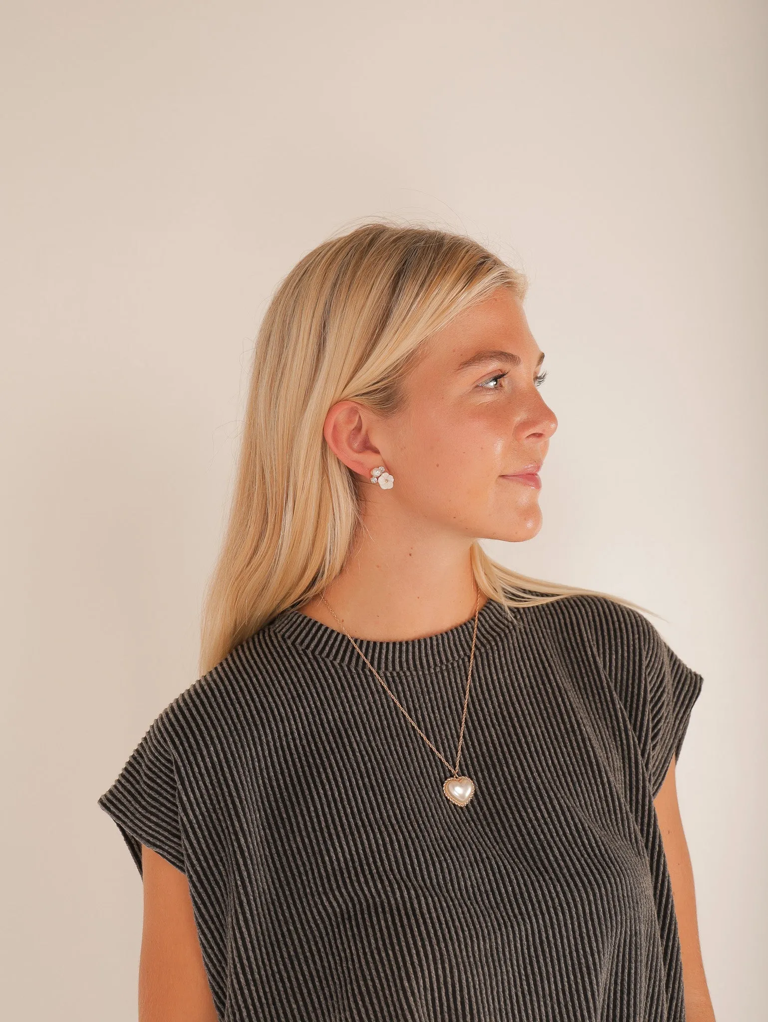 Pearly Flower Studs