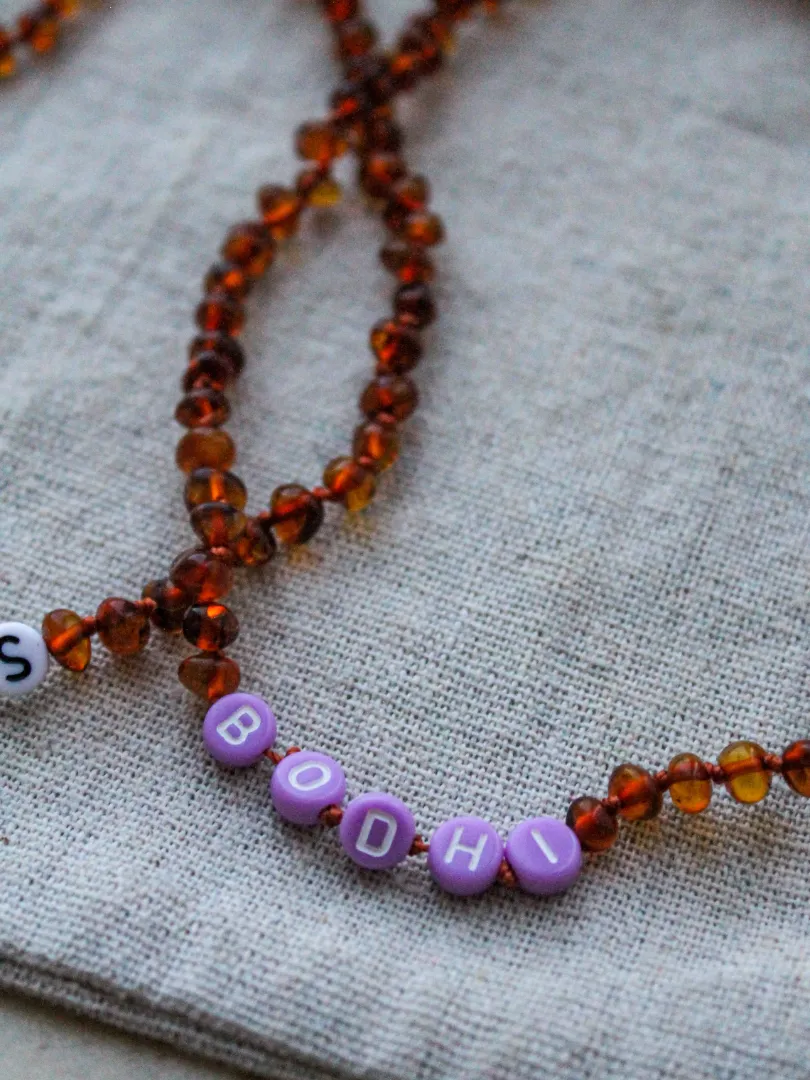 Personalized Amber Necklace Cognac (baby - toddler)