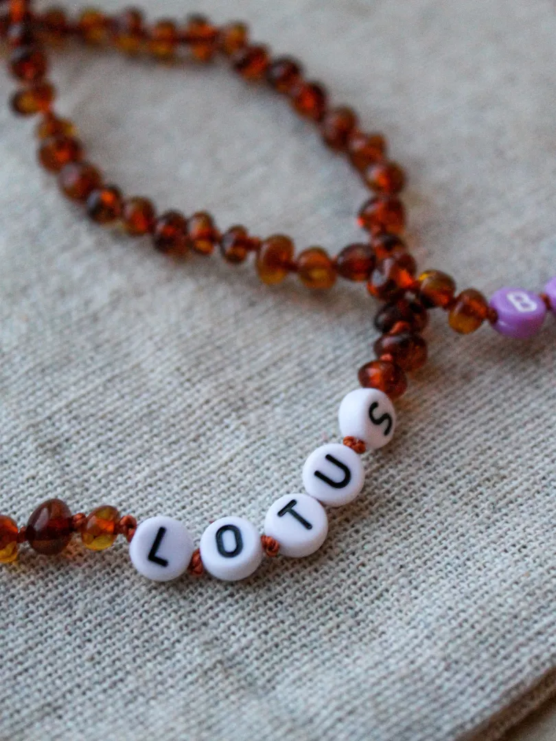 Personalized Amber Necklace Cognac (baby - toddler)