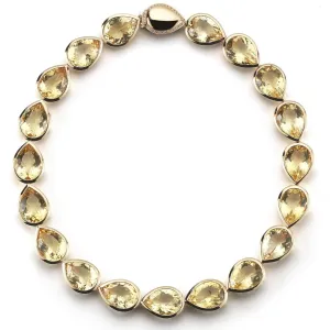 Picnic - Necklace with Citrine and Diamonds, 18k Rose Gold