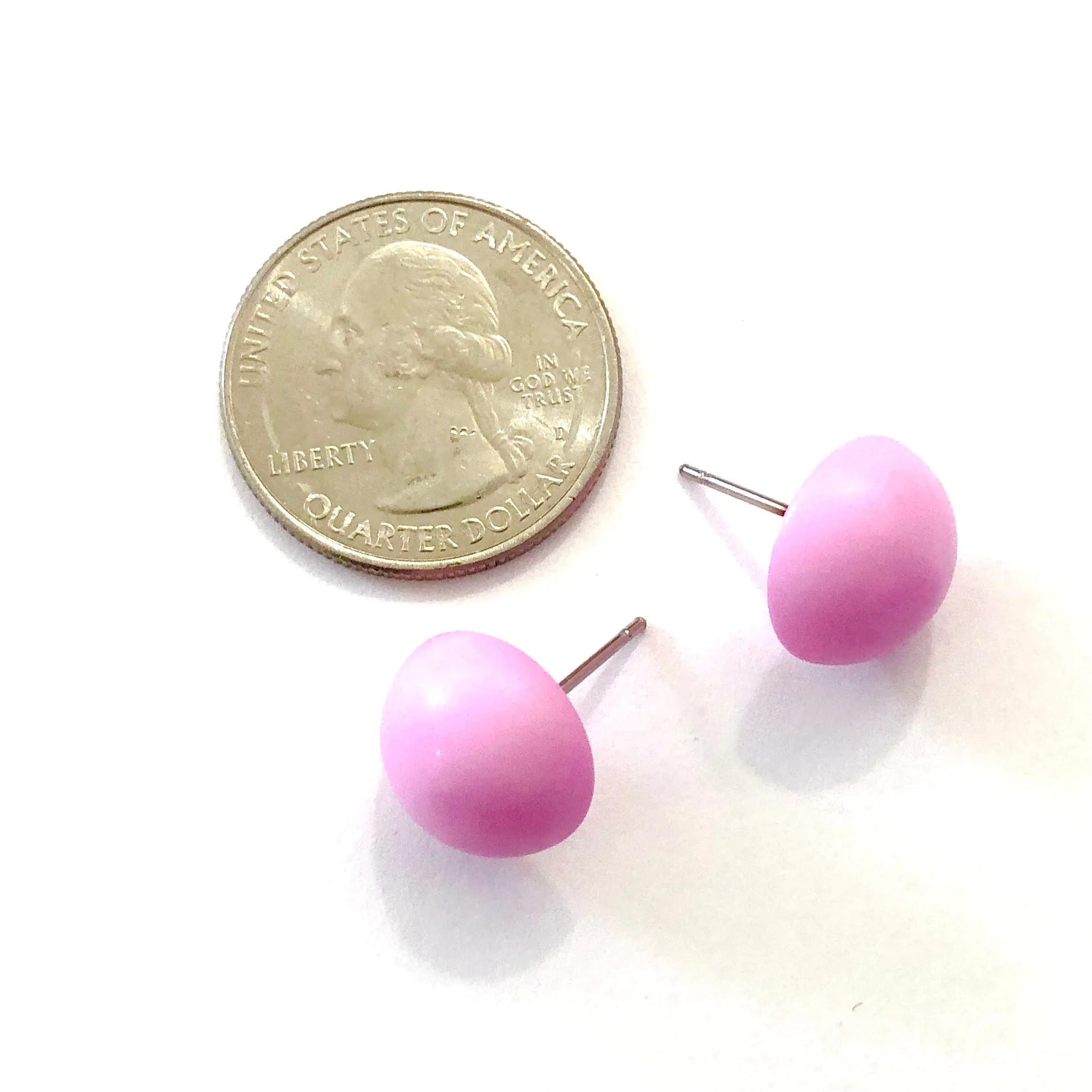 Pink Retro Button Stud Earrings