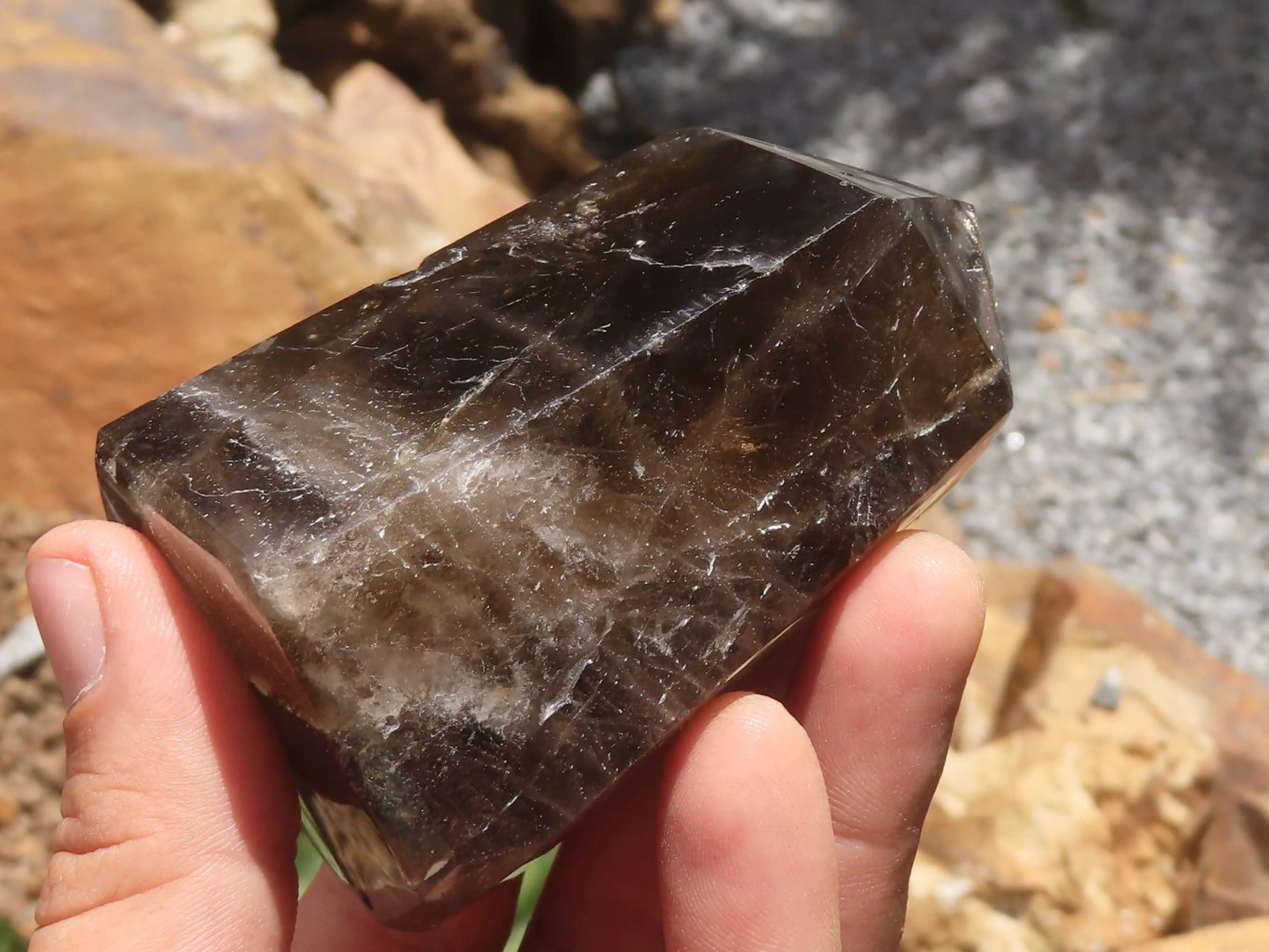 Polished Mixed Selection Of Smokey Quartz Crystals x 6 From Madagascar