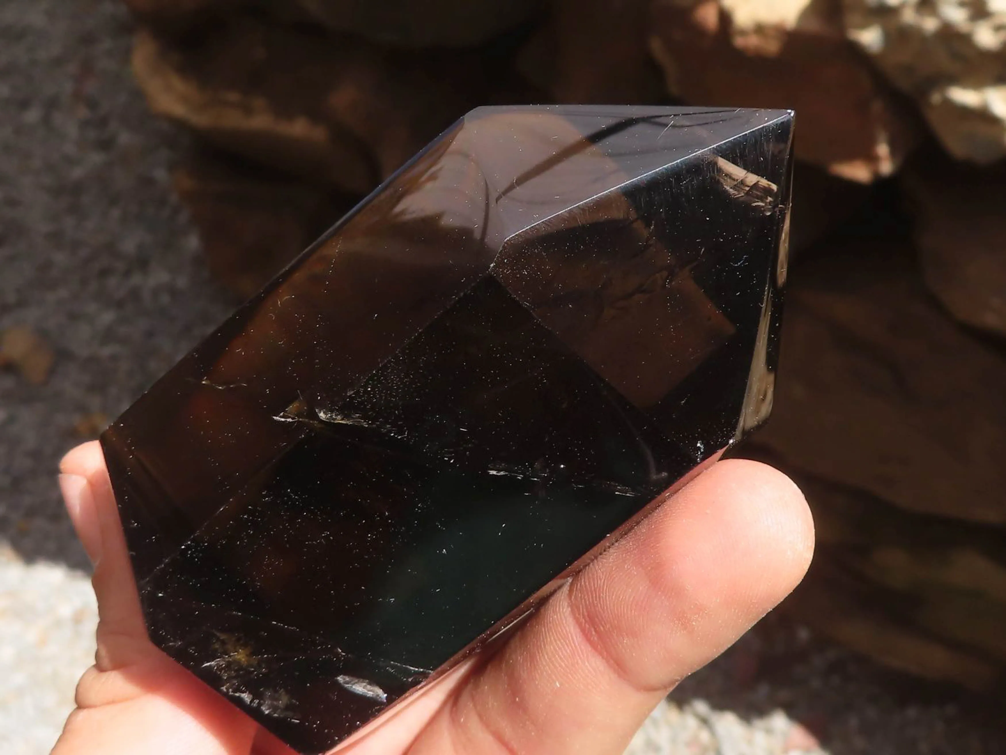 Polished Mixed Selection Of Smokey Quartz Crystals x 6 From Madagascar