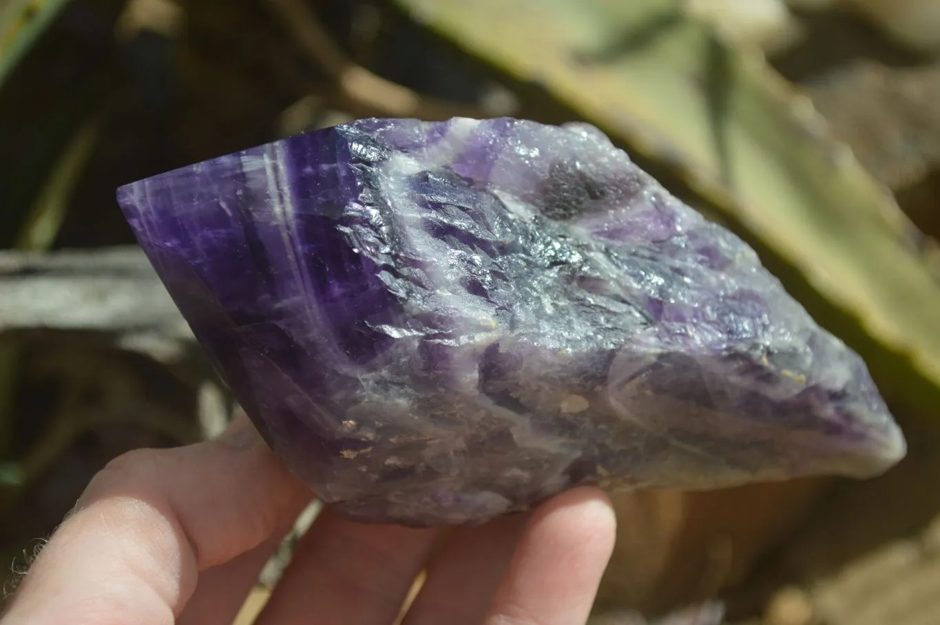 Polished "Witches Hat" Chevron Amethyst Crystals x 6 From Zambia