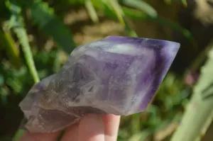 Polished "Witches Hat" Chevron Amethyst Crystals x 6 From Zambia