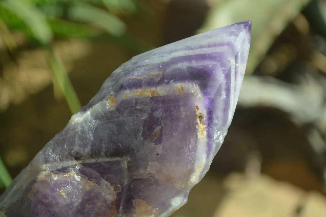 Polished "Witches Hat" Chevron Amethyst Crystals x 6 From Zambia