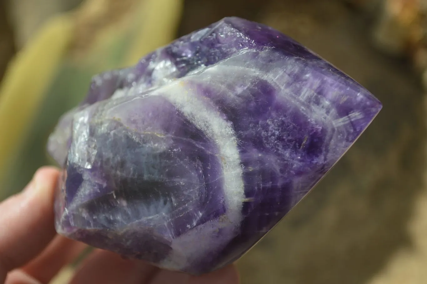 Polished "Witches Hat" Chevron Amethyst Crystals x 6 From Zambia