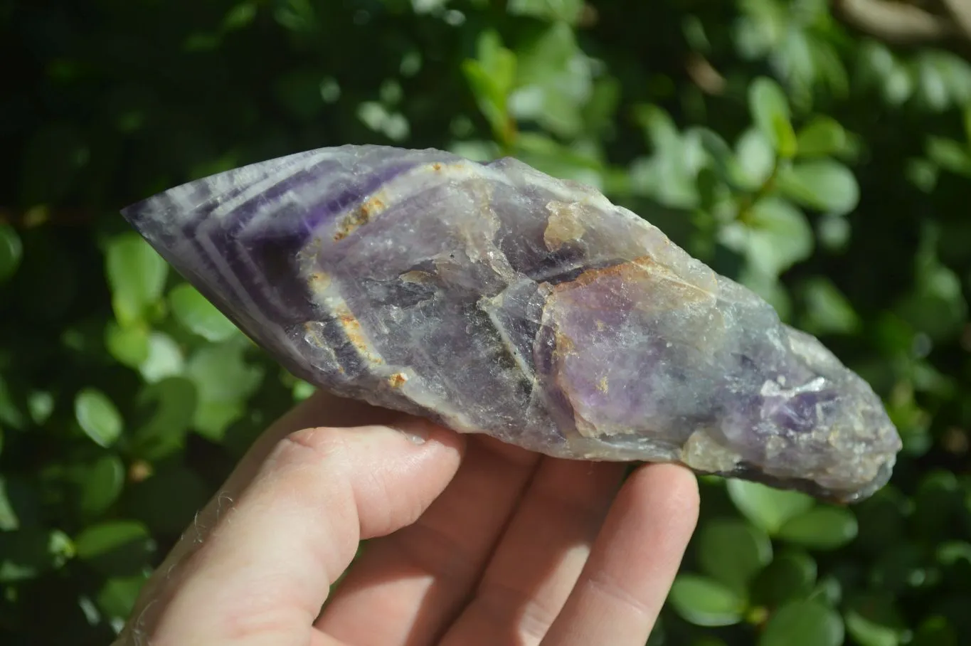 Polished "Witches Hat" Chevron Amethyst Crystals x 6 From Zambia
