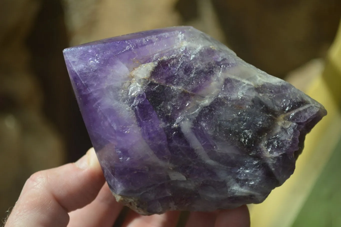 Polished "Witches Hat" Chevron Amethyst Crystals x 6 From Zambia