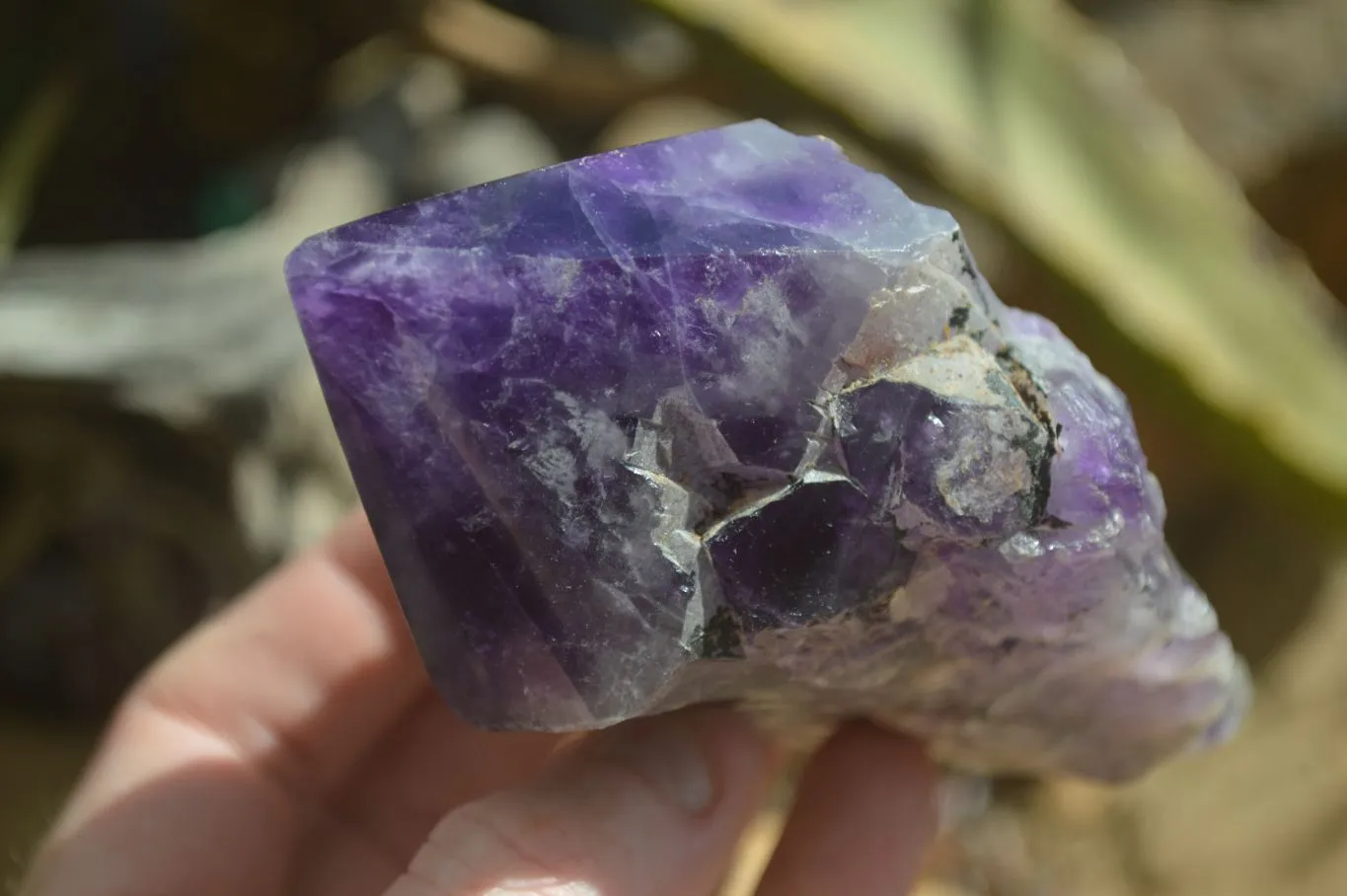Polished "Witches Hat" Chevron Amethyst Crystals x 6 From Zambia