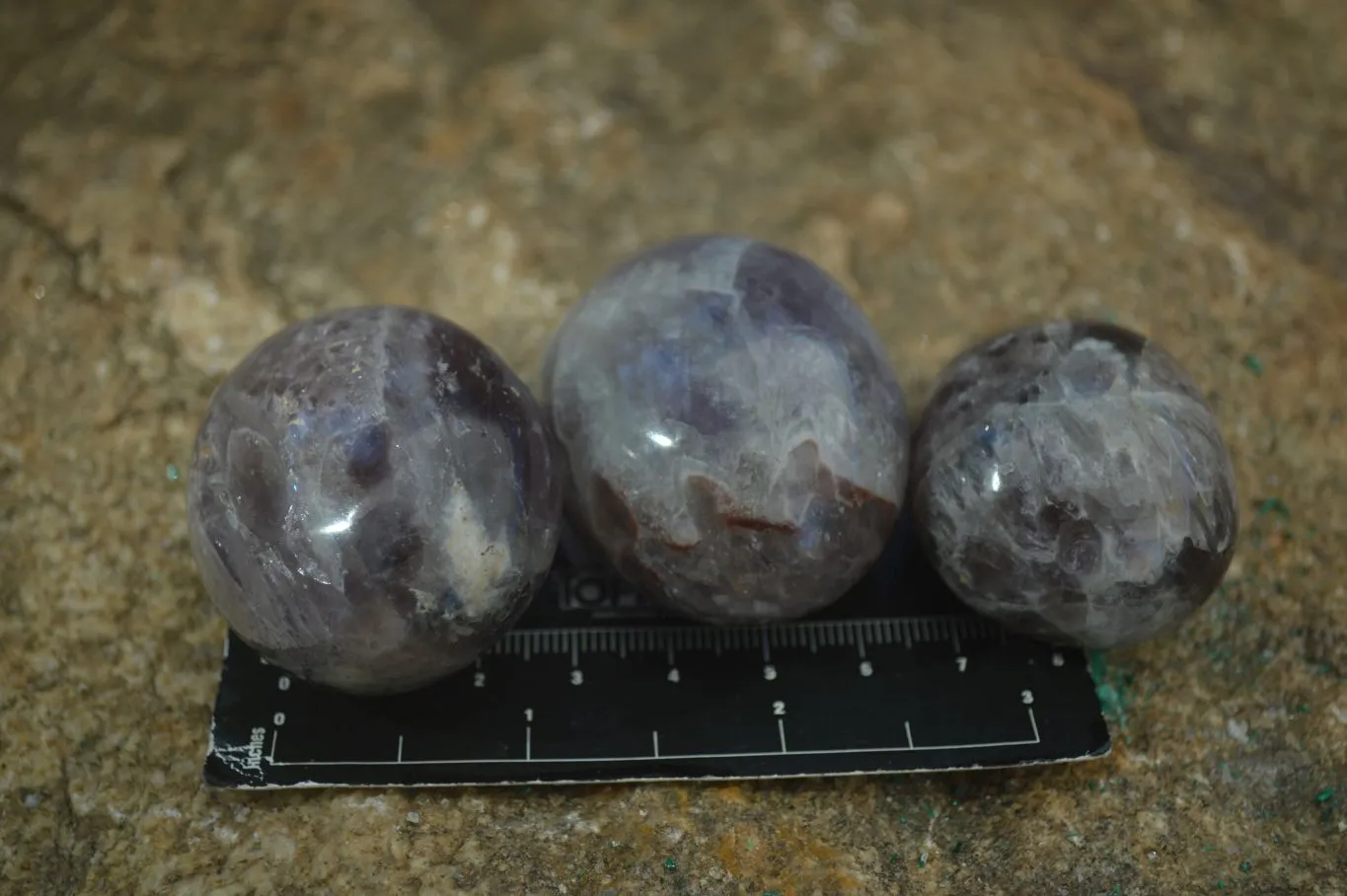 Polished Smokey Dream Amethyst Galet - Palm Stones x 12 From Madagascar