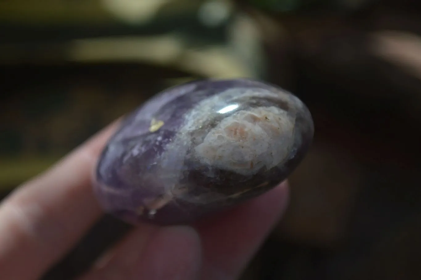 Polished Smokey Dream Amethyst Galet - Palm Stones x 12 From Madagascar