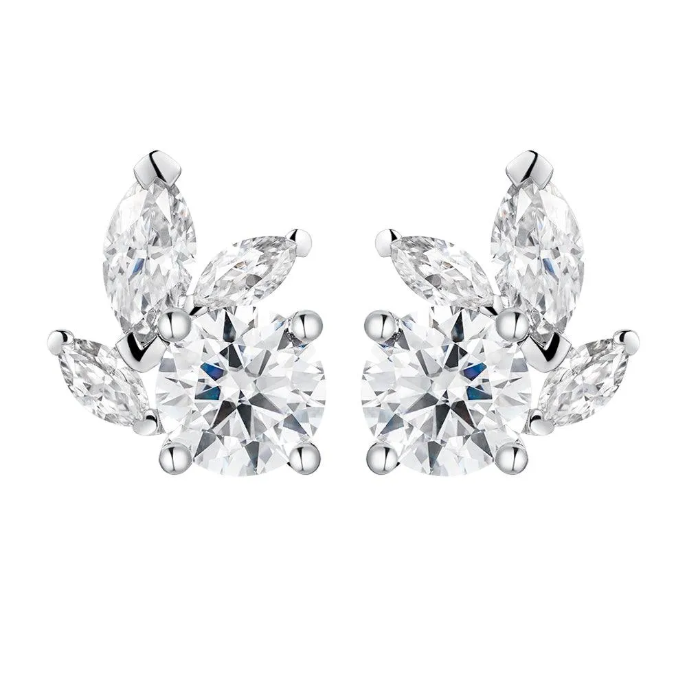 "Leafy Luster Green Protector" Moissanite Stud Earrings