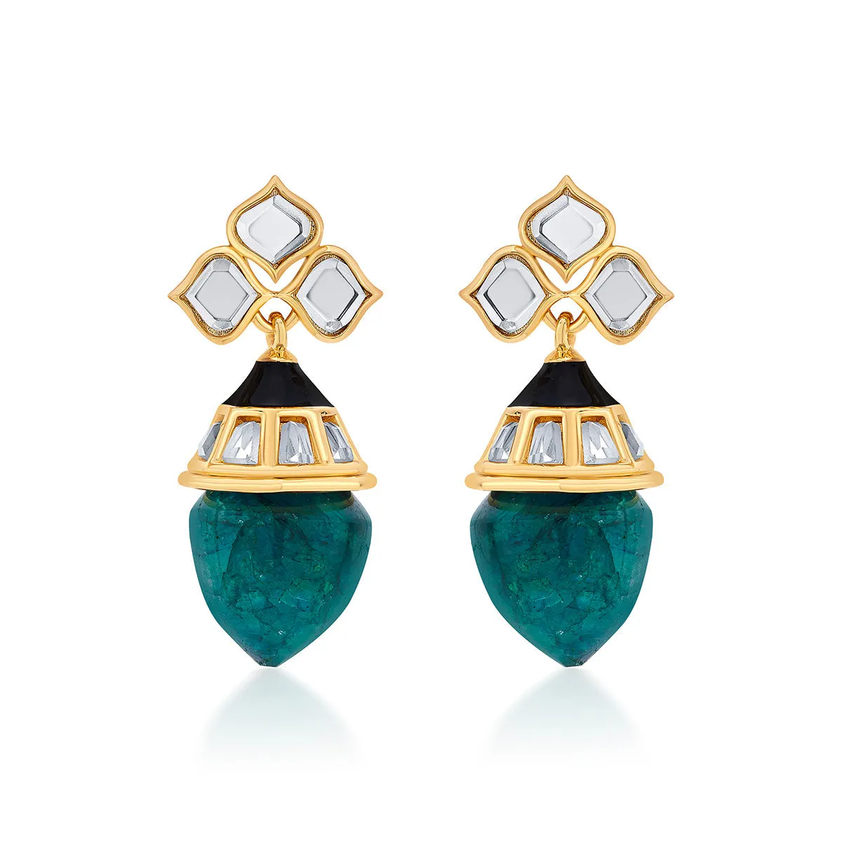 Razia Green Quartz Flower Earrings