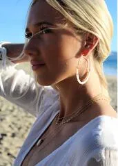 Red Star Quartz Hoops