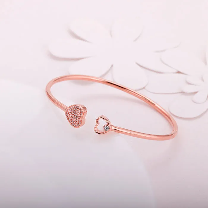 Rose Gold Dual Heart Bracelet