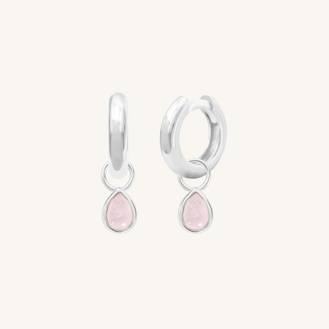 Rose Quartz Trove Charm Hoops